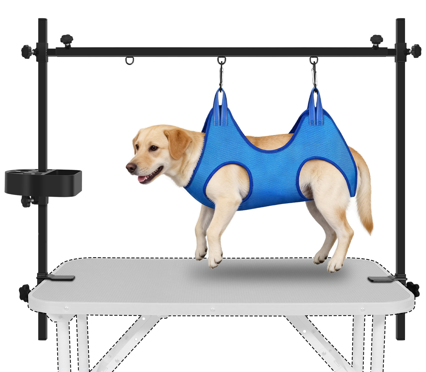 H-Shape Pet Grooming Table Arm with Tool Holder Noose and Clamp for Dogs and Cats Heavy Duty Aluminum Alloy Frame with 35.4” Adjustable Height and 36.2” ~ 50” Adjustable Width