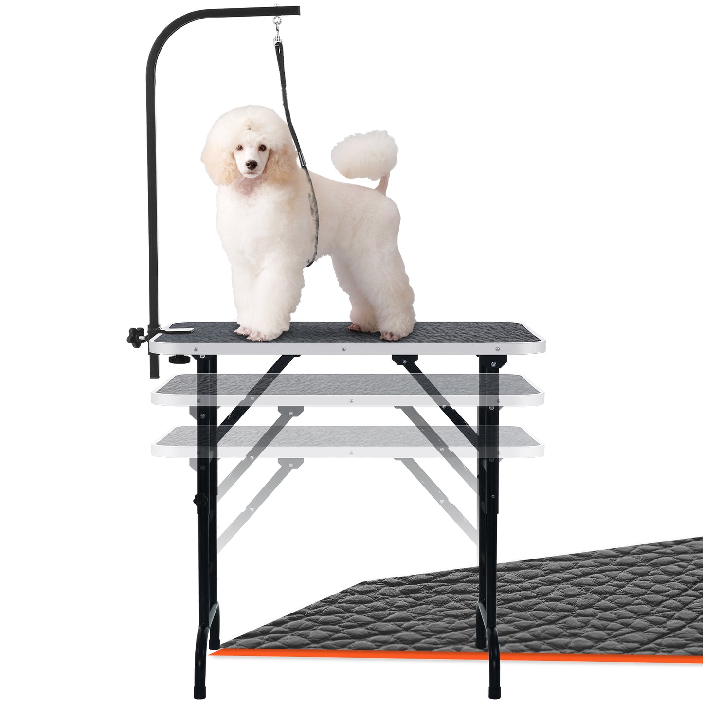 36-inch Height Adjustable(23''~33.8'') and Foldable Pet Dog Grooming Table with Grooming Arm & Noose for Dog Cat Pet Grooming Maximum Capacity Up to 260lbs