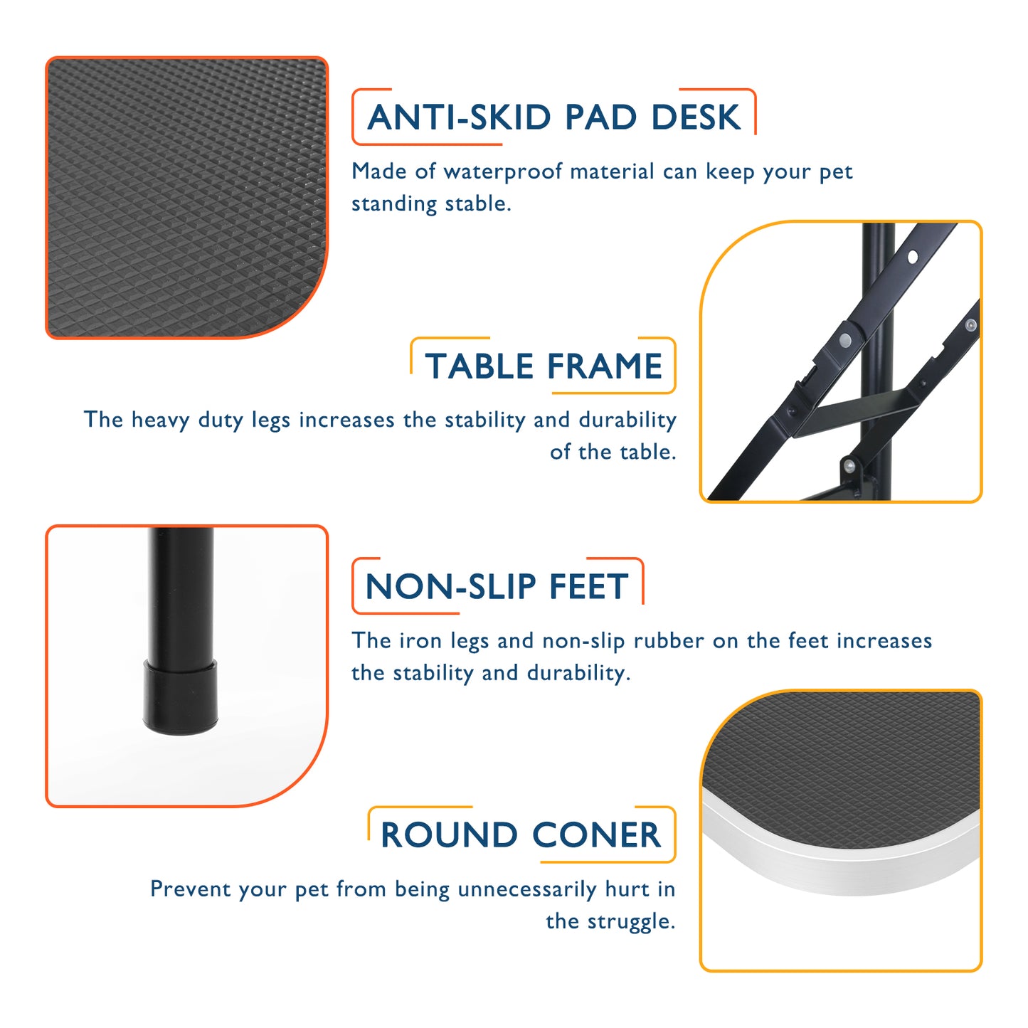 45'' Height Adjustable(23''~33.8'') and Foldable Pet Dog Grooming Table Heavy Duty Iron Frame with H-Shape Grooming Arm & 3 Noose, Maximum Capacity Up to 260lbs, Black