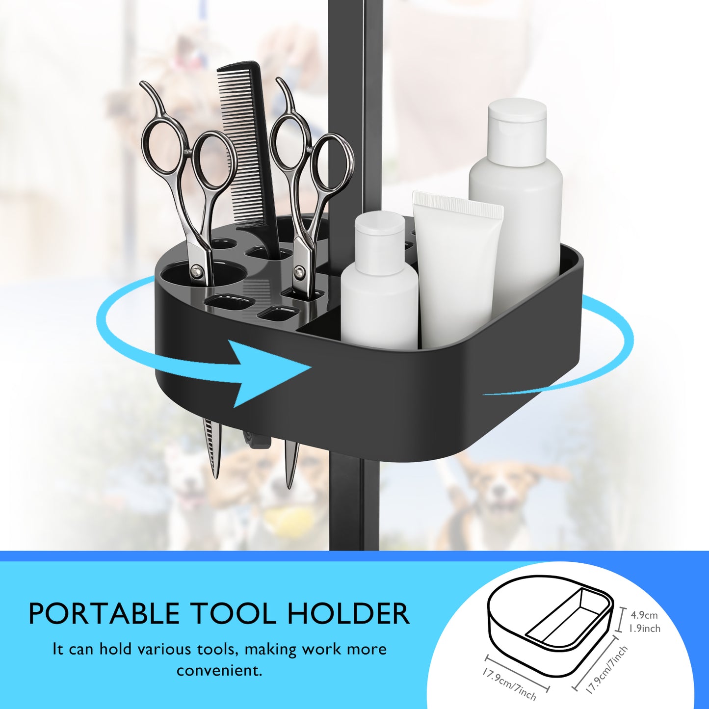 H-Shape Pet Grooming Table Arm with Tool Holder Noose and Clamp for Dogs and Cats Heavy Duty Aluminum Alloy Frame with 35.4” Adjustable Height and 36.2” ~ 50” Adjustable Width