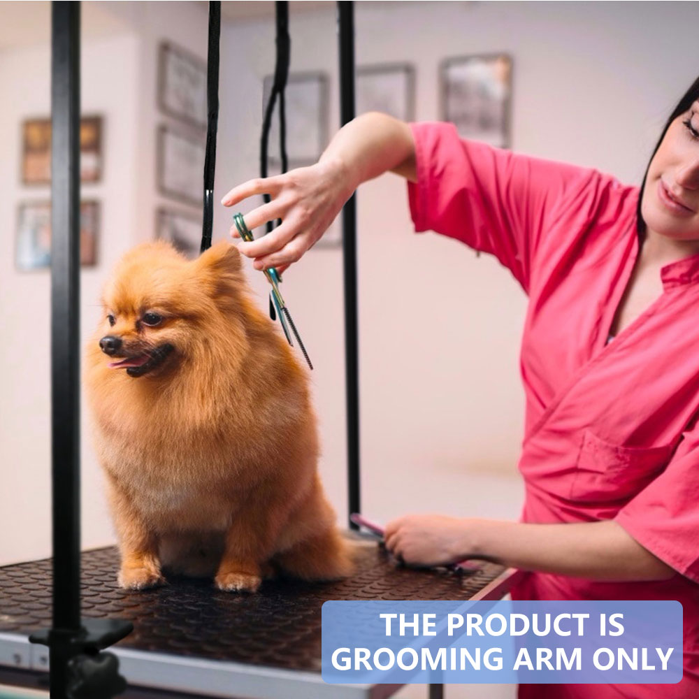 H-Shape Dog Grooming Arm Pet Supplies Grooming Table Arm with 3 Noose and Clamp Heavy Duty Aluminum Alloy Frame with 35.4” Adjustable Height and 36.2” ~ 50” Adjustable Width Dog Grooming Kit